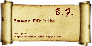 Baumer Füzike névjegykártya